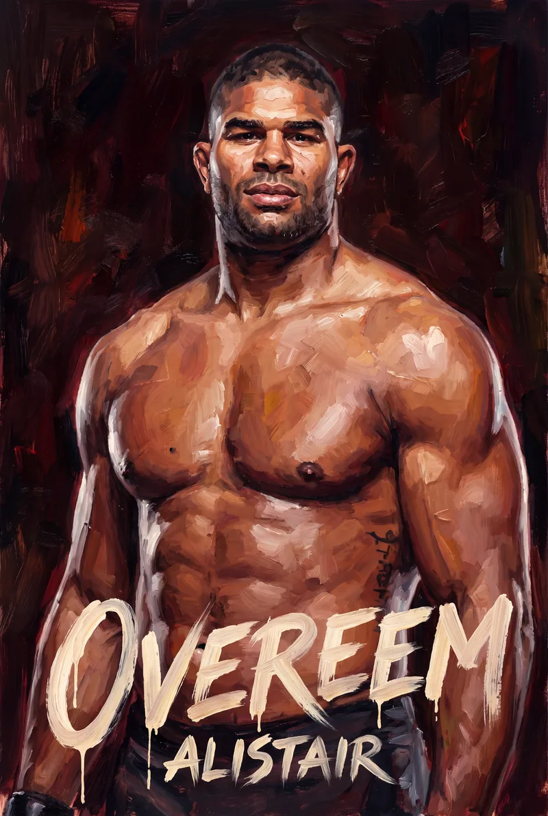Alistair Overeem — Painted head-on, arms loose, heavyweight shoulders filling the frame
