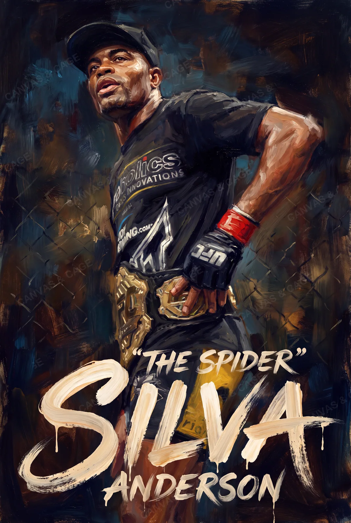 Anderson Silva — Leg up in the Brazilian yellow, the kick on its way