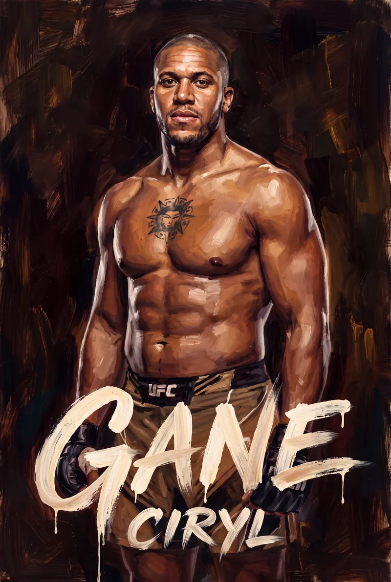 Ciryl Gane — Painted standing square, gloves on, shoulders relaxed