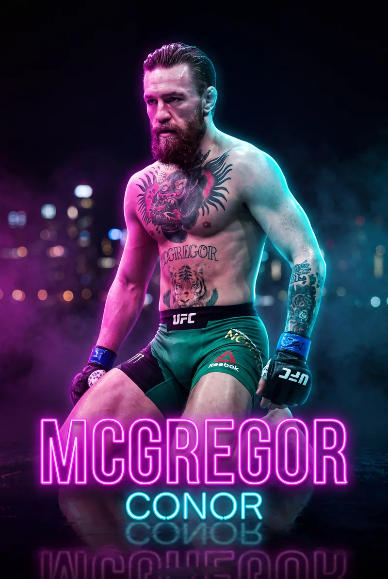 Conor McGregor — Gloved up in the neon, coiled and waiting