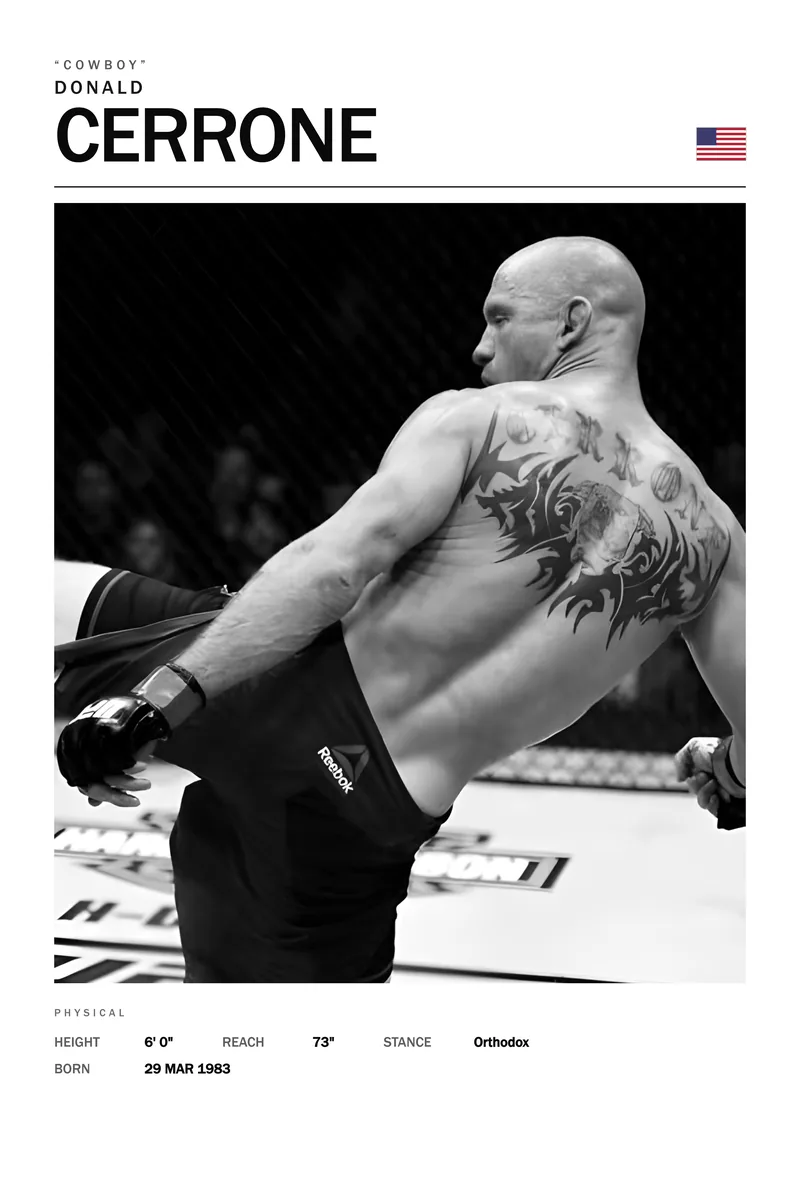 Donald Cerrone — Turned away, the back tattoo square to the camera