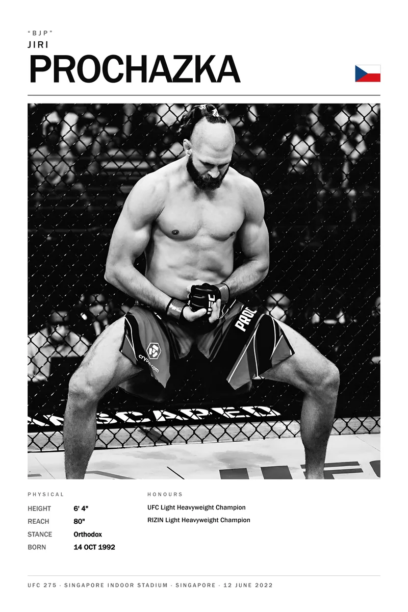 Jiri Prochazka — Head bowed, gloves pressed together, wide stance, UFC 275