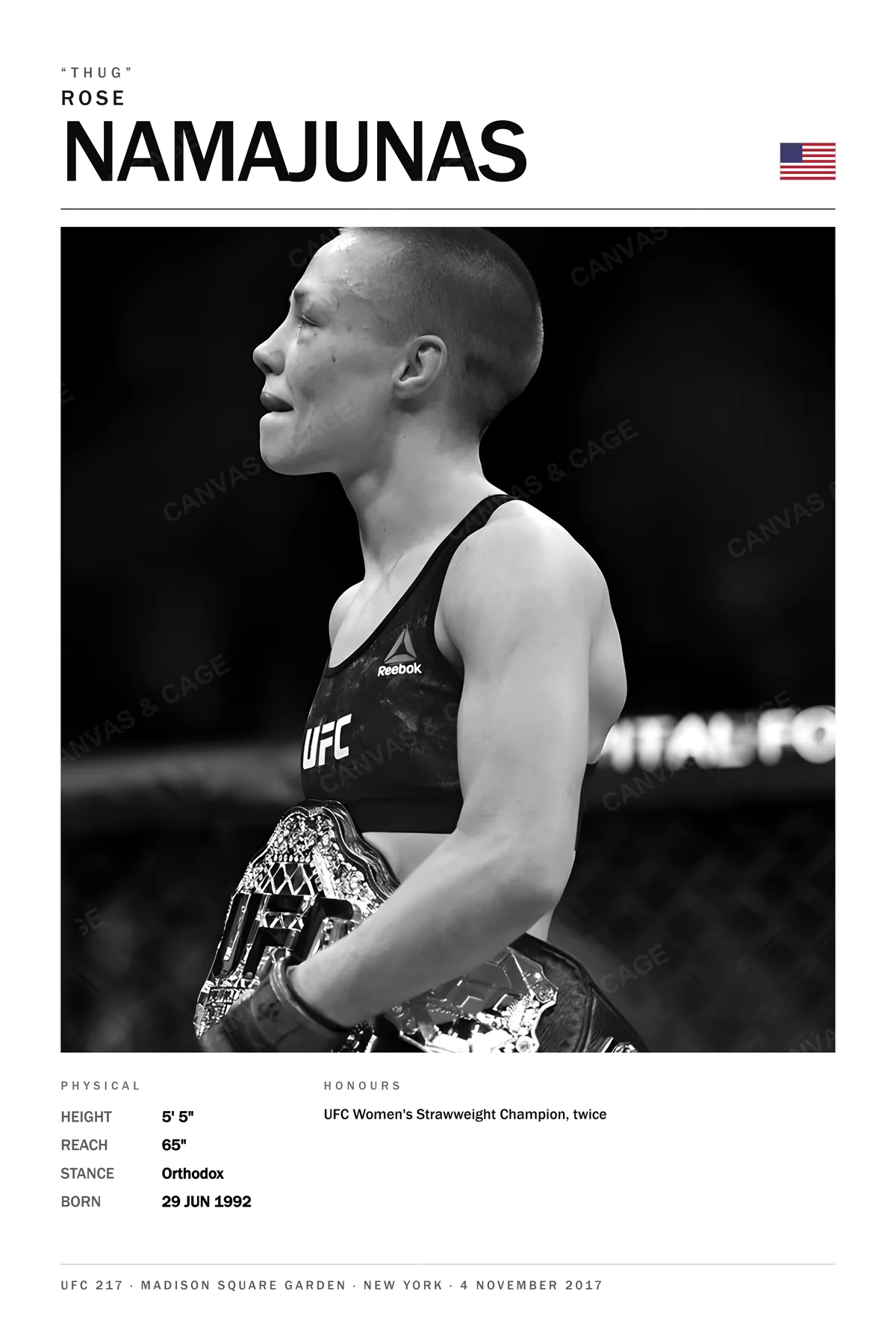 Rose Namajunas — The belt in her hands at Madison Square Garden, UFC 217