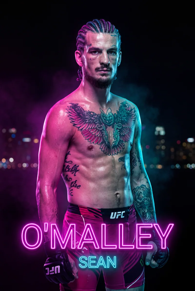 Sean O'Malley — Standing loose in the neon, wings inked across his chest